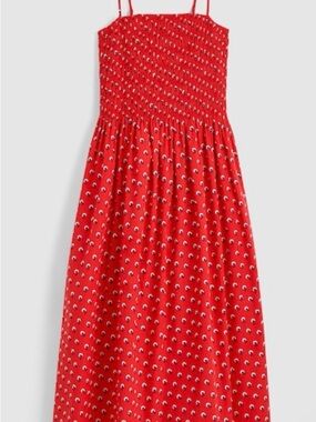 Madewell Peyton Smocked Midi Dress in Enamel Red - Like New